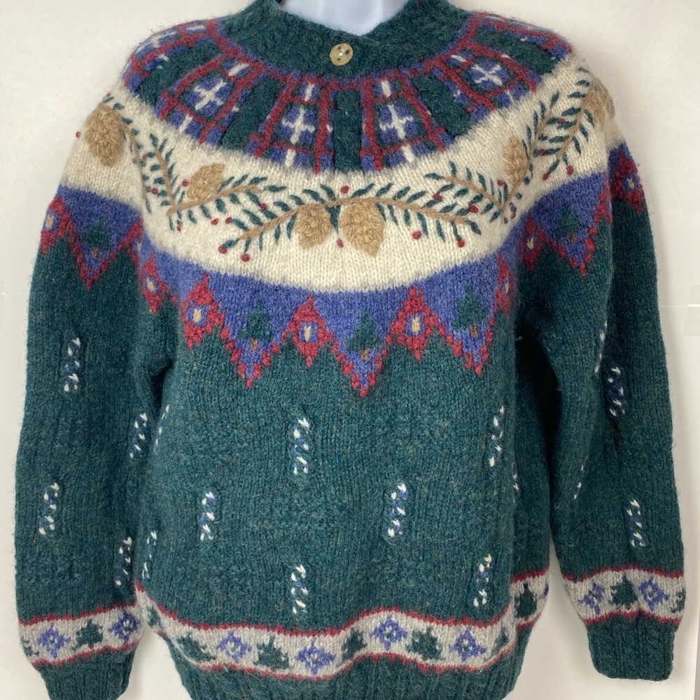 Talbots Petites PL Wool Sweater Hand Knitted Fuzzy